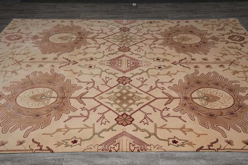 7.8 x 9.8 Transitional Handmade Rug Fine Lustrous Wool Finer Weave #F-4069