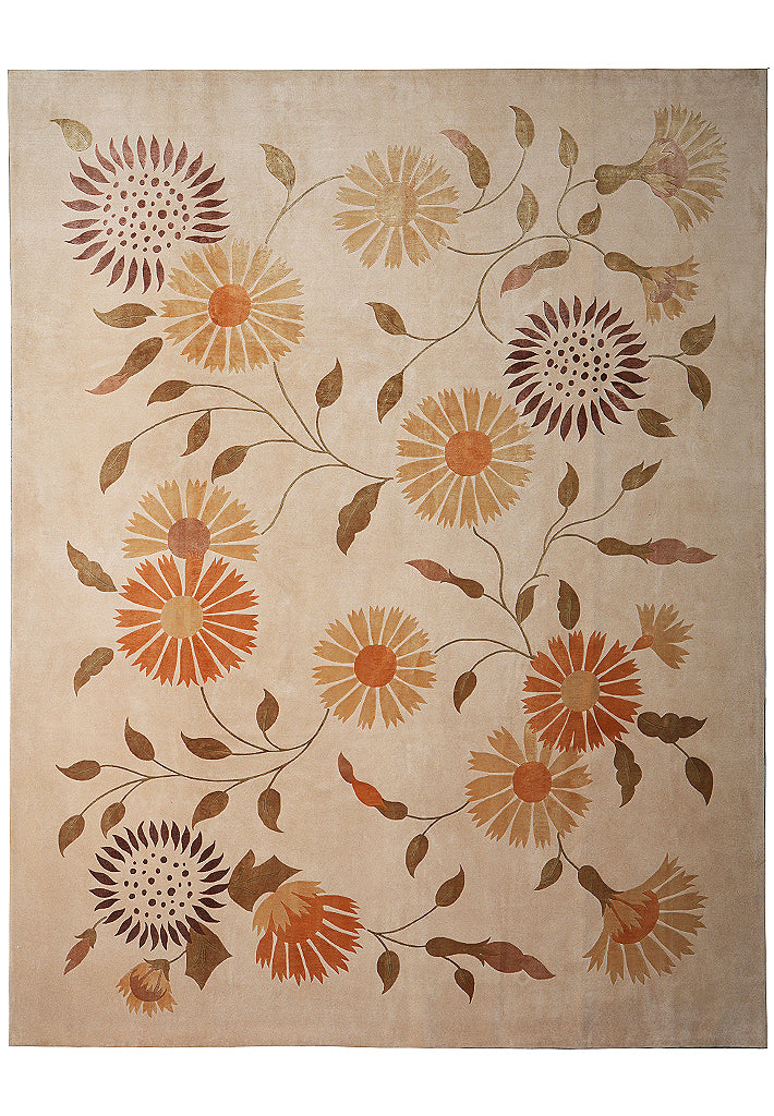 8 x 10 Fine Weave Quality Wool and Silk Handmade Tibbet Rug Transitional #F-4070