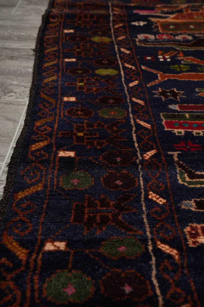 3 x 5.4 War Rug Handmade Wool Tank, Gun, Helicopter #F-3260