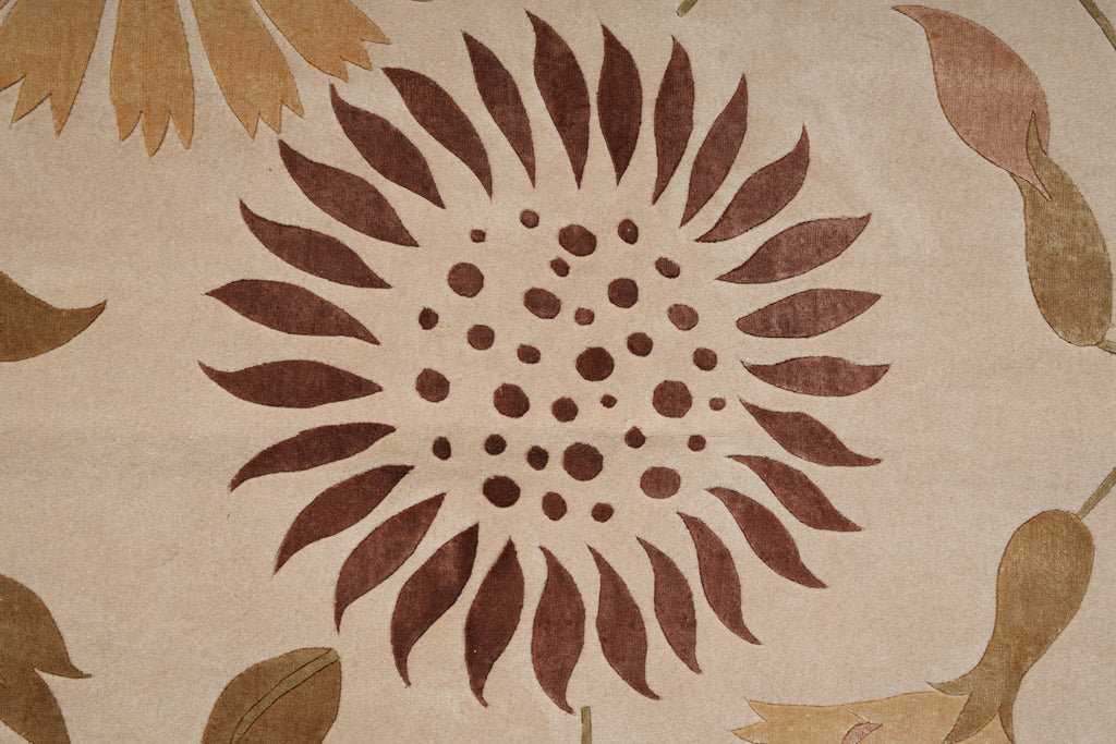 8 x 10 Fine Weave Quality Wool and Silk Handmade Tibbet Rug Transitional #F-4070