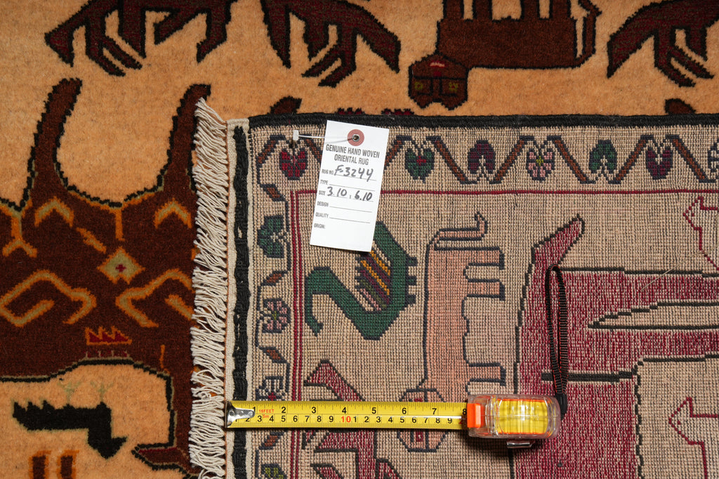 4 x 7 Afghan Tribal Baluch Animal Motif Rug #F-3244