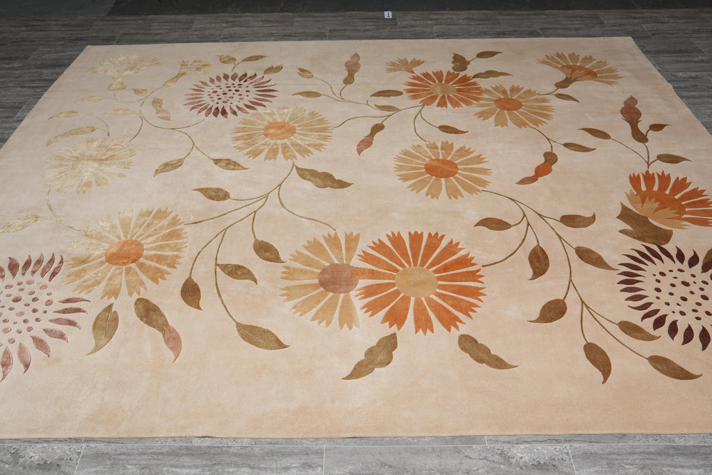 8 x 10 Fine Weave Quality Wool and Silk Handmade Tibbet Rug Transitional #F-4070