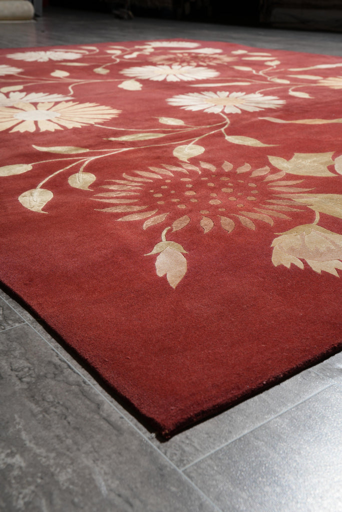 7.9 x 10 Quality Wool and Silk Handmade Tibbet Rug Transitional #F-4071