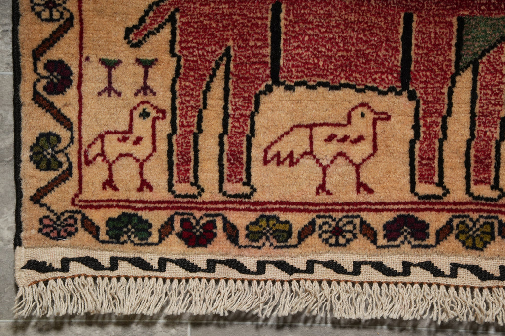 4 x 7 Afghan Tribal Baluch Animal Motif Rug #F-3244