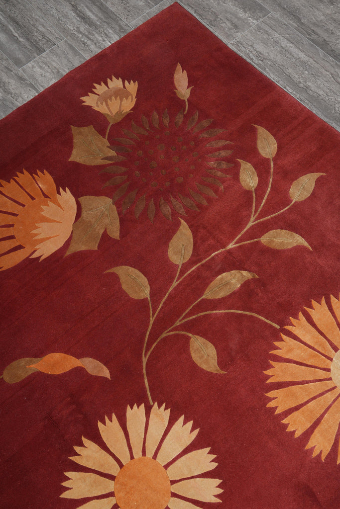 7.9 x 10 Quality Wool and Silk Handmade Tibbet Rug Transitional #F-4071