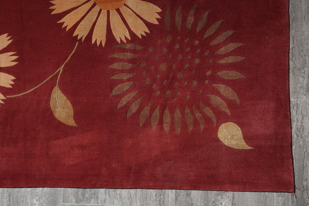 7.9 x 10 Quality Wool and Silk Handmade Tibbet Rug Transitional #F-4071