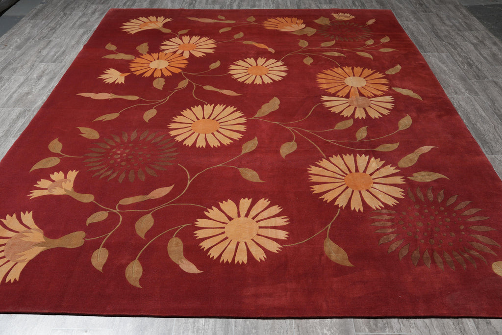 7.9 x 10 Quality Wool and Silk Handmade Tibbet Rug Transitional #F-4071