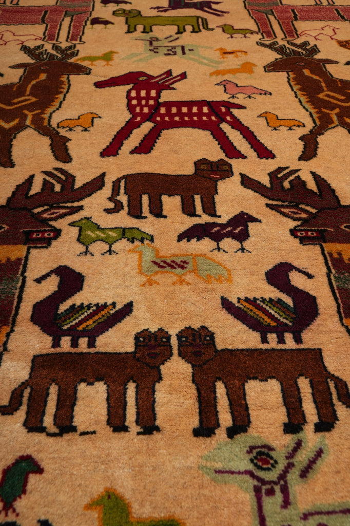 4 x 7 Afghan Tribal Baluch Animal Motif Rug #F-3244