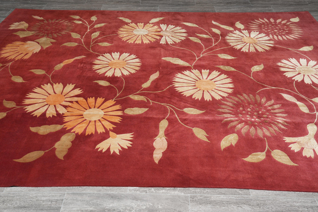 7.9 x 10 Quality Wool and Silk Handmade Tibbet Rug Transitional #F-4071