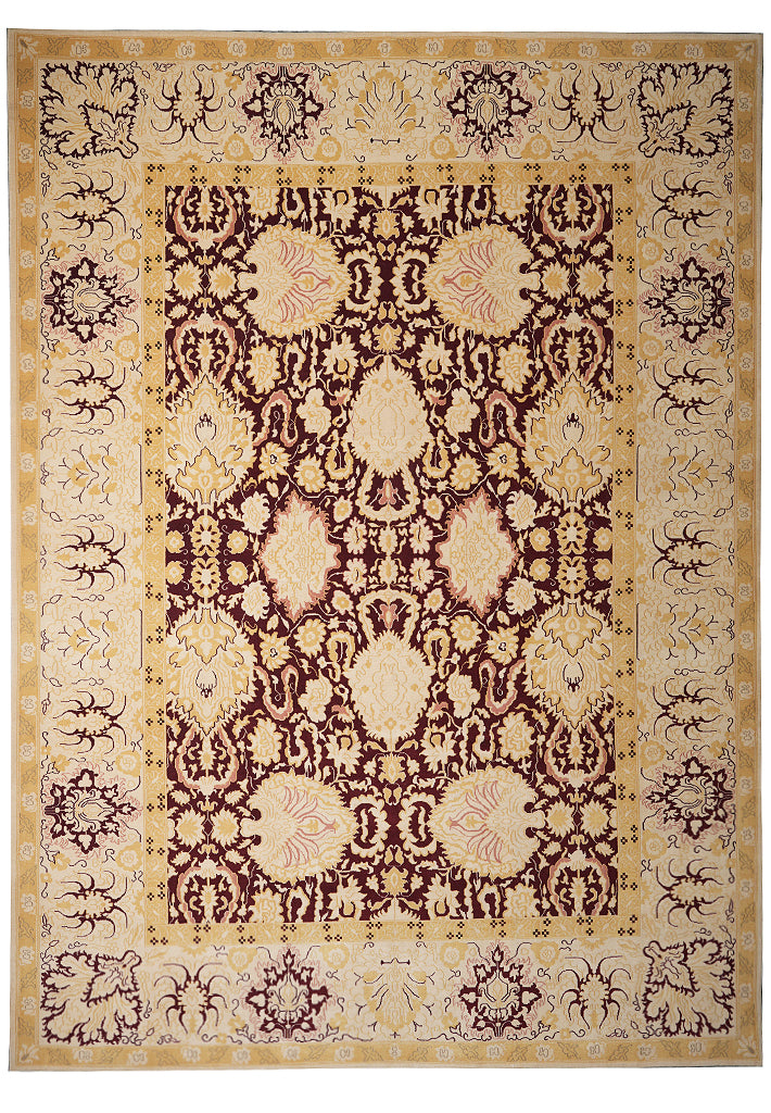 9.0 x 12.0 Handmade Tibbet Wool Rug Transitional #F-4072