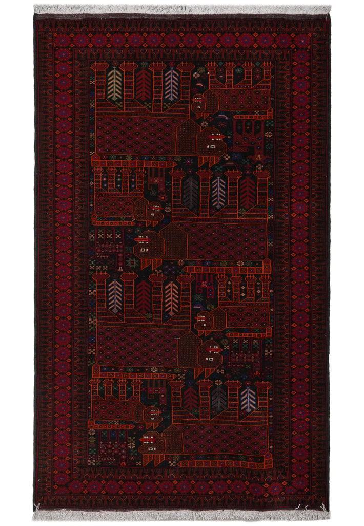 4 x 6.7 Afghan Tribal Animal Motif Wool Rug #F-3259