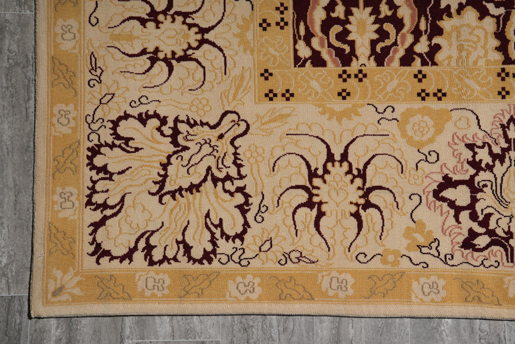 9.0 x 12.0 Handmade Tibbet Wool Rug Transitional #F-4072