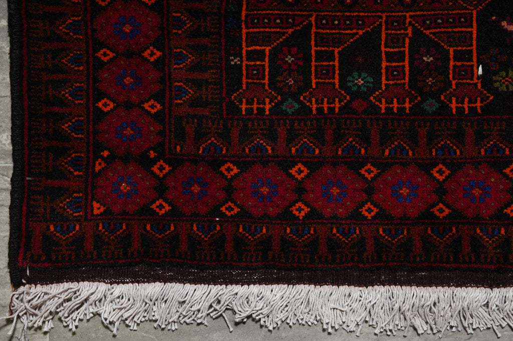4 x 6.7 Afghan Tribal Animal Motif Wool Rug #F-3259