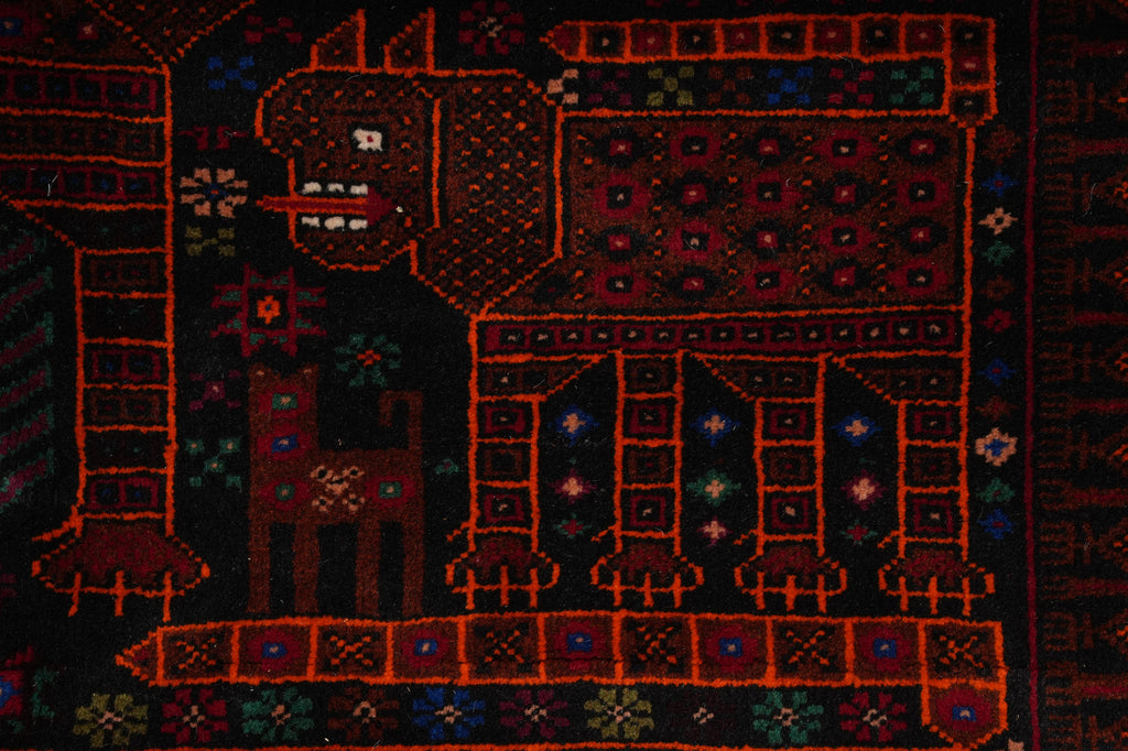 4 x 6.7 Afghan Tribal Animal Motif Wool Rug #F-3259