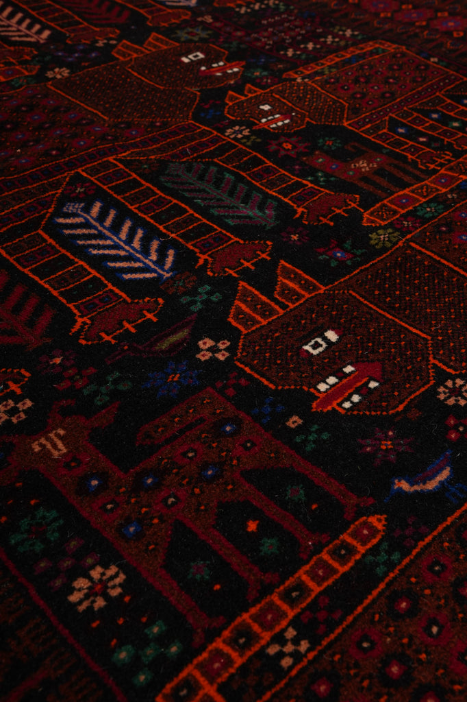 4 x 6.7 Afghan Tribal Animal Motif Wool Rug #F-3259