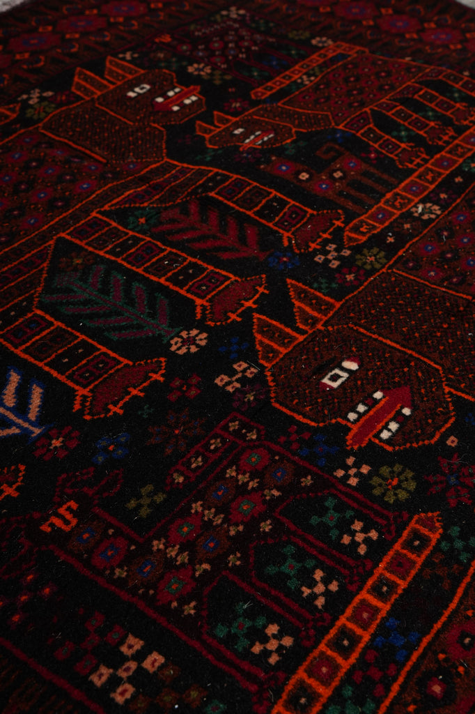 4 x 6.7 Afghan Tribal Animal Motif Wool Rug #F-3259