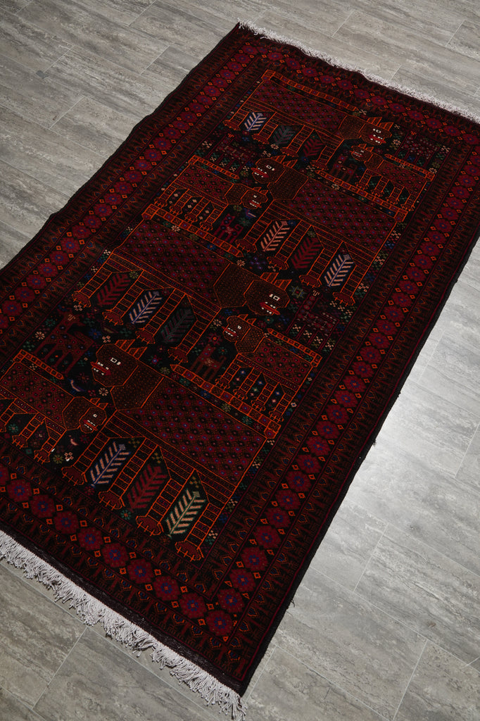 4 x 6.7 Afghan Tribal Animal Motif Wool Rug #F-3259