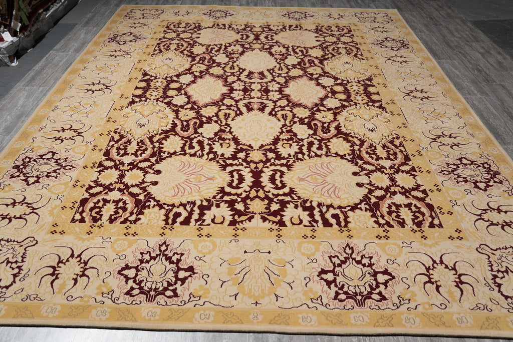 9.0 x 12.0 Handmade Tibbet Wool Rug Transitional #F-4072