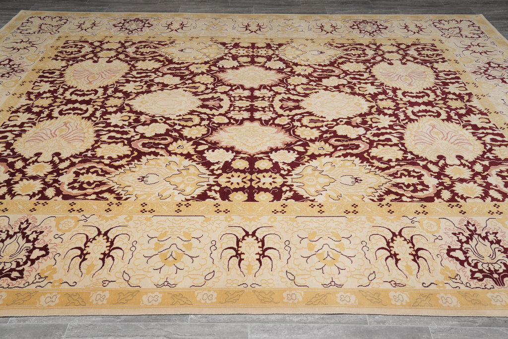 9.0 x 12.0 Handmade Tibbet Wool Rug Transitional #F-4072