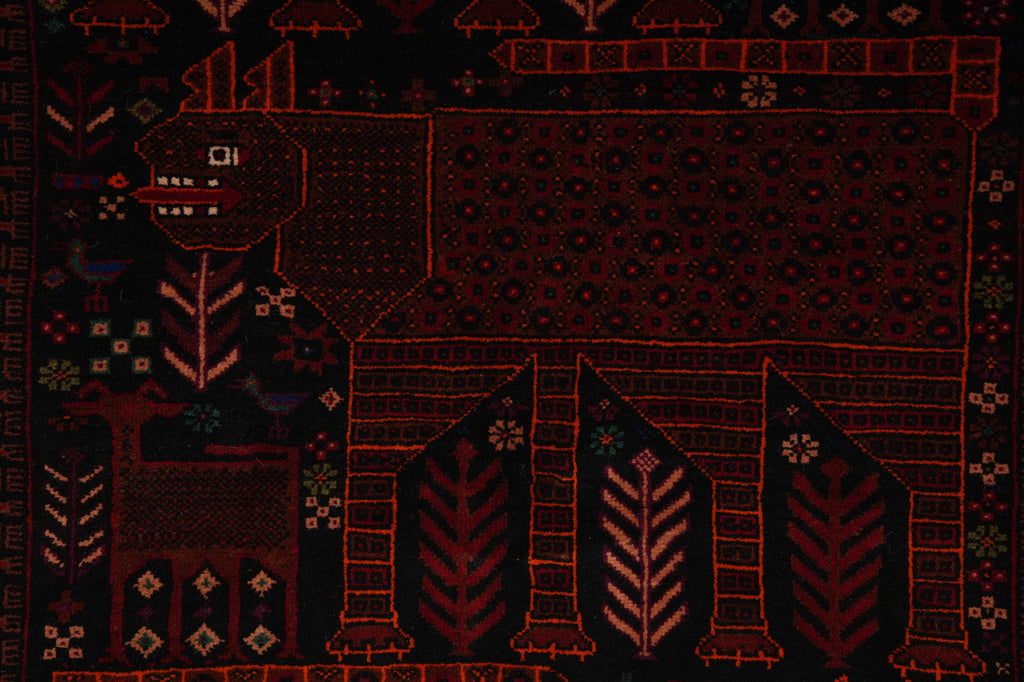 3.6 x 6.7 Tribal Art and Craft Handmade Wool Afghan Rug #F-3243