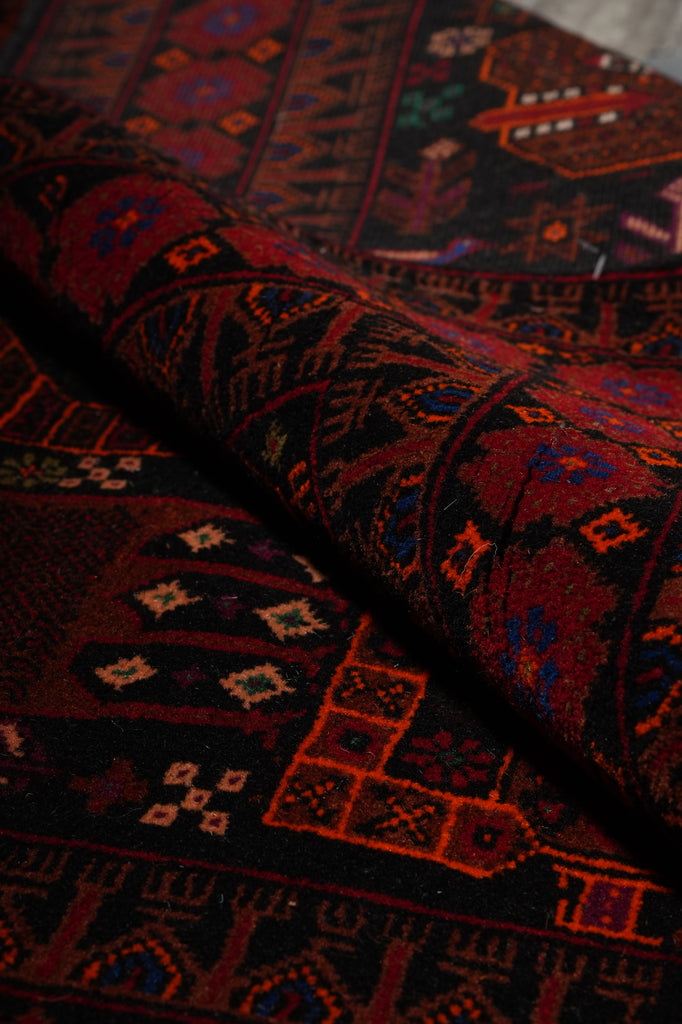 3.6 x 6.7 Tribal Art and Craft Handmade Wool Afghan Rug #F-3243