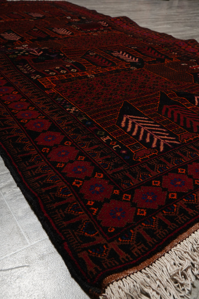 3.6 x 6.7 Tribal Art and Craft Handmade Wool Afghan Rug #F-3243