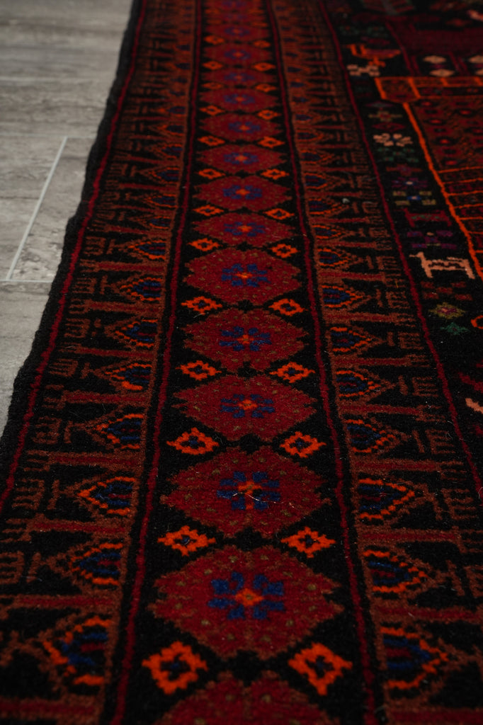 3.6 x 6.7 Tribal Art and Craft Handmade Wool Afghan Rug #F-3243