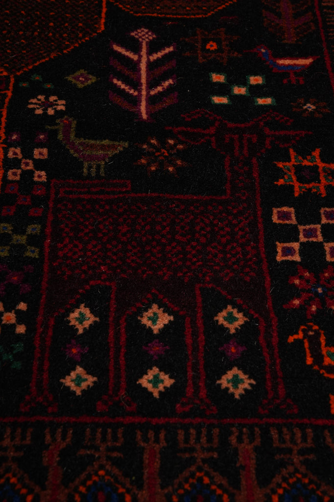 3.6 x 6.7 Tribal Art and Craft Handmade Wool Afghan Rug #F-3243