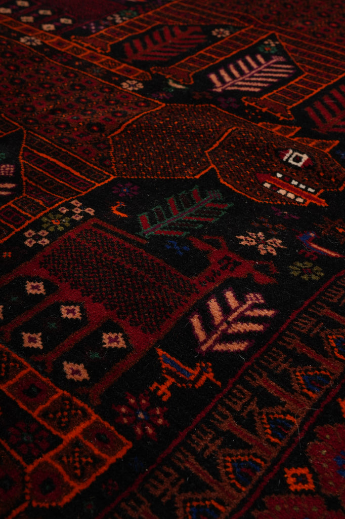 3.6 x 6.7 Tribal Art and Craft Handmade Wool Afghan Rug #F-3243