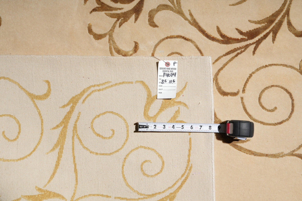 8.6 x 11.6 Quality Wool and Silk Handmade Rug  #F-4074