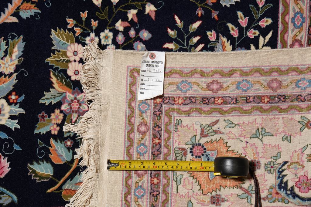 9 x 12 New Handmade Wool Carpet Dark Blue #PIX-3177