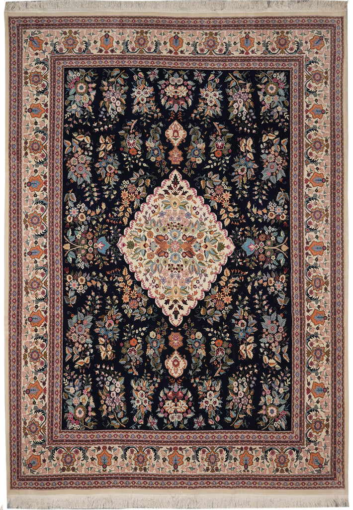 9 x 12 New Handmade Wool Carpet Dark Blue #PIX-3177