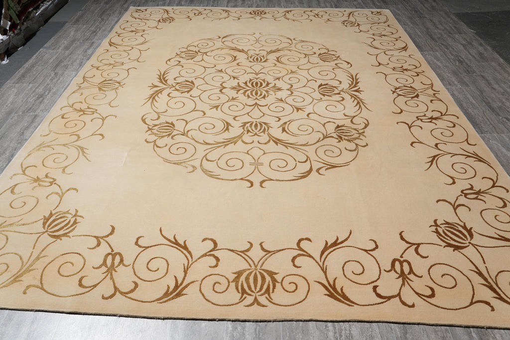 8.6 x 11.6 Quality Wool and Silk Handmade Rug  #F-4074