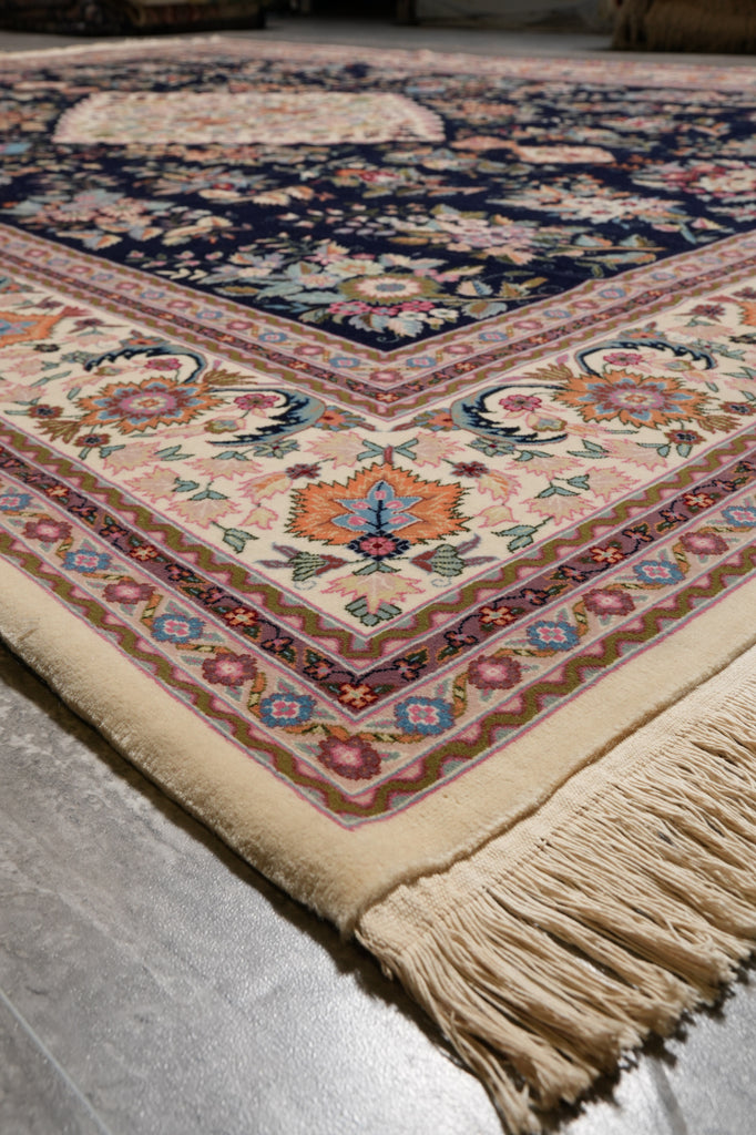 9 x 12 New Handmade Wool Carpet Dark Blue #PIX-3177