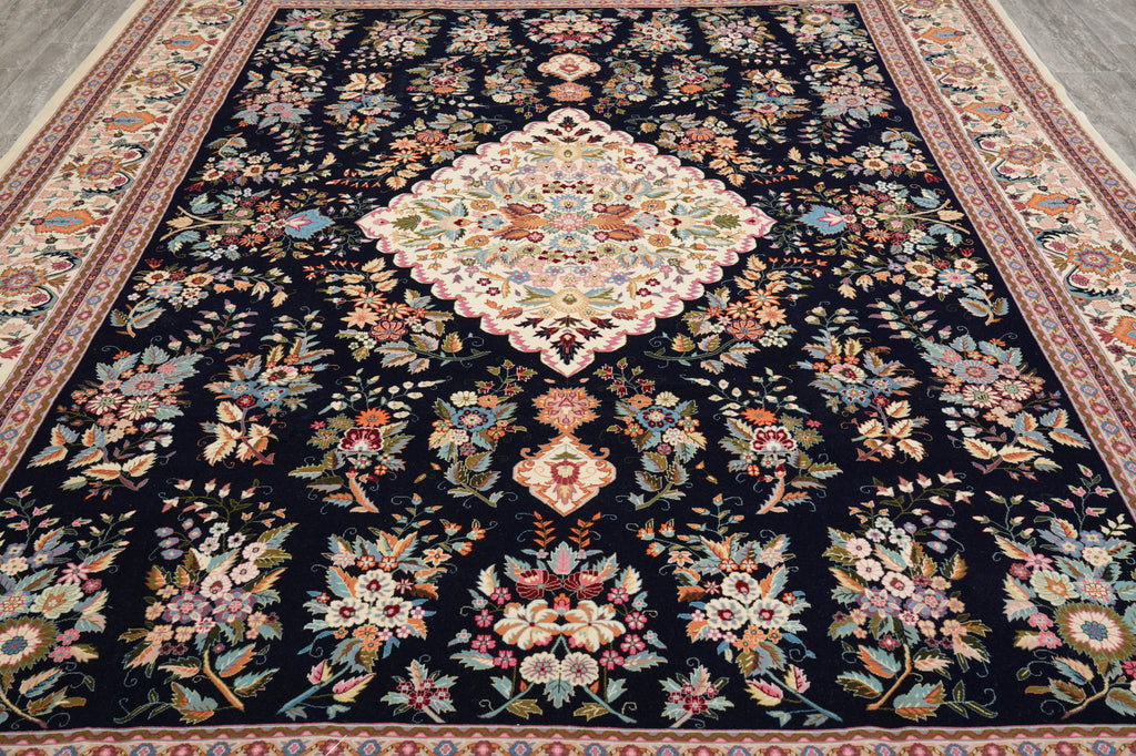 9 x 12 New Handmade Wool Carpet Dark Blue #PIX-3177