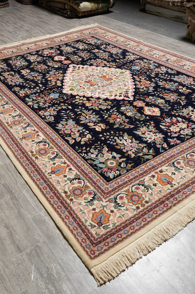 9 x 12 New Handmade Wool Carpet Dark Blue #PIX-3177