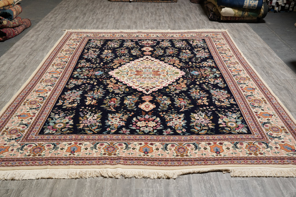 9 x 12 New Handmade Wool Carpet Dark Blue #PIX-3177