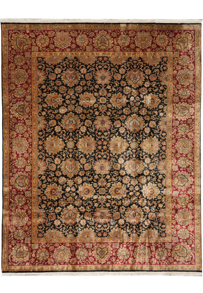 9.3 x 11.3 Quality Wool Handmade Jaipur Rug Black #LA-52903