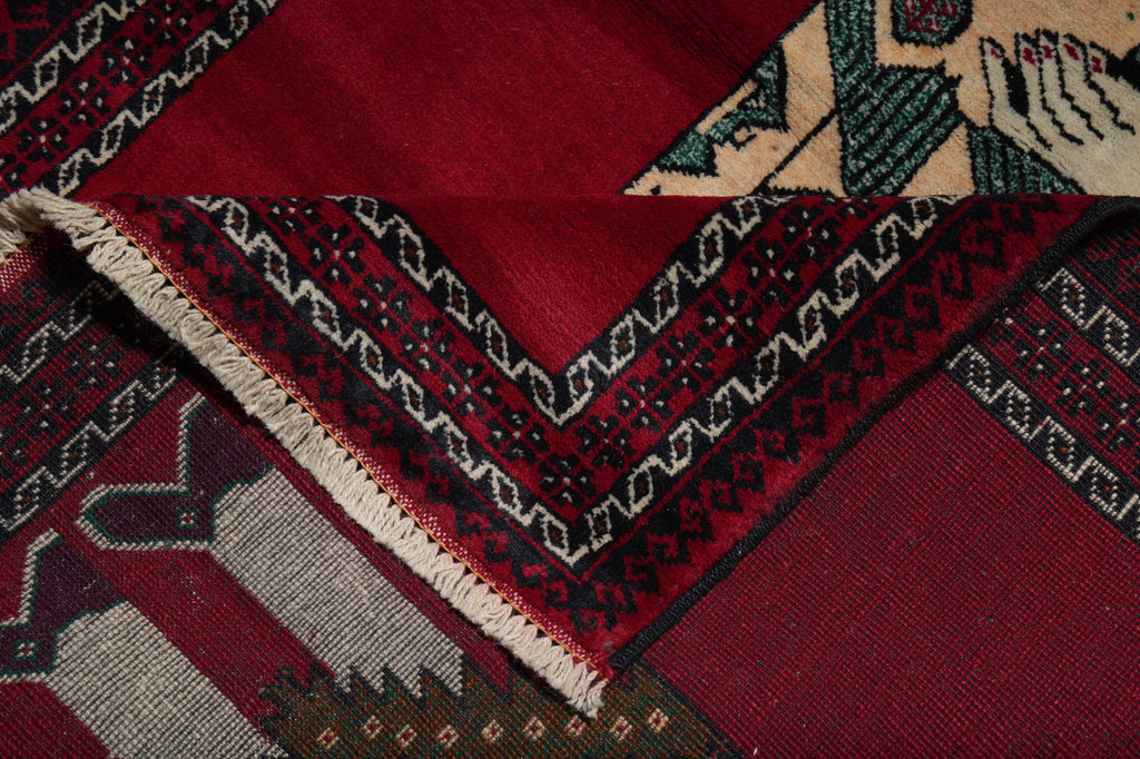 3 x 4.9 Hand-Knotted Pictorial Primitive Rug #F-3261