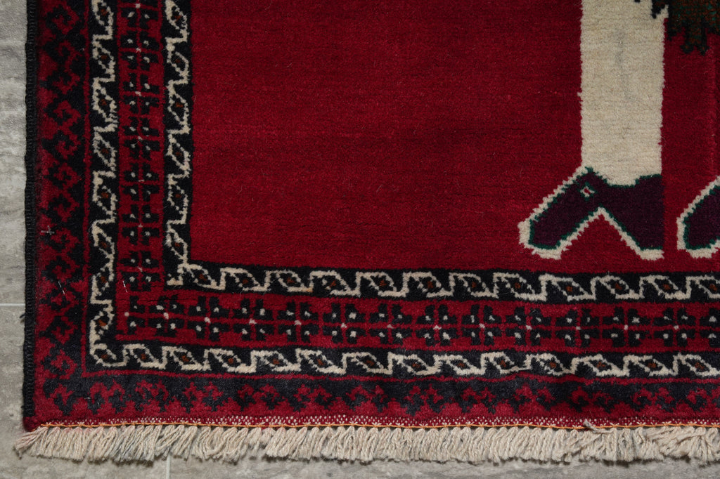 3 x 4.9 Hand-Knotted Pictorial Primitive Rug #F-3261