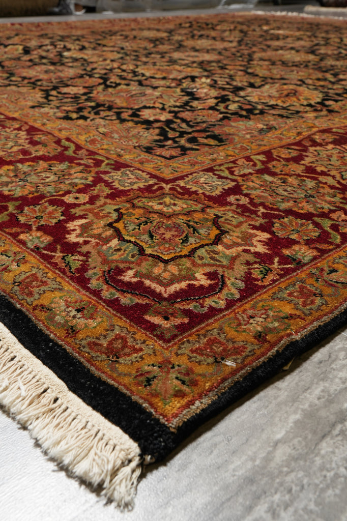 9.3 x 11.3 Quality Wool Handmade Jaipur Rug Black #LA-52903