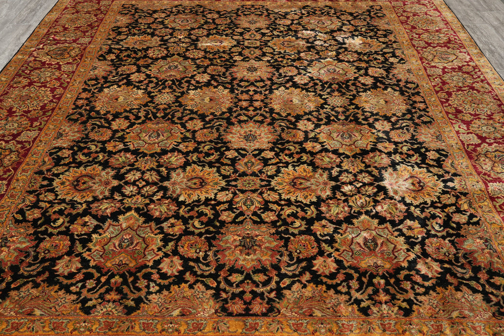 9.3 x 11.3 Quality Wool Handmade Jaipur Rug Black #LA-52903