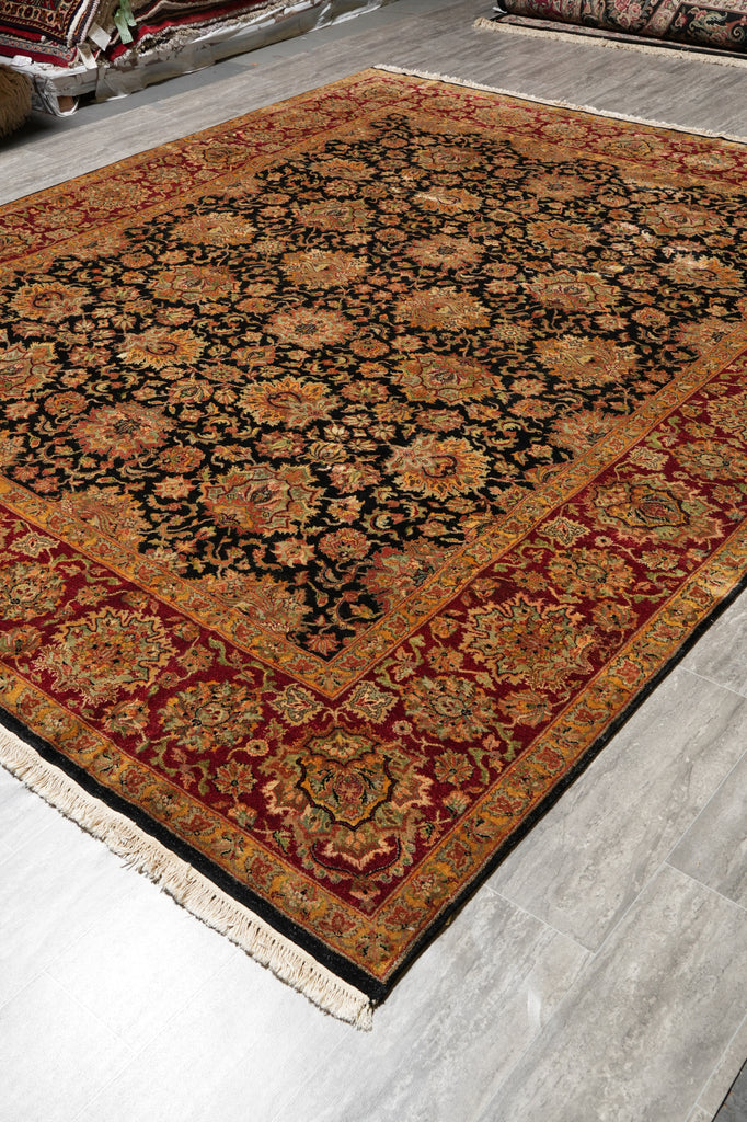 9.3 x 11.3 Quality Wool Handmade Jaipur Rug Black #LA-52903