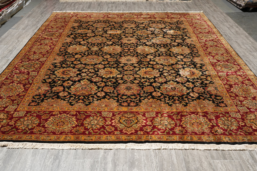 9.3 x 11.3 Quality Wool Handmade Jaipur Rug Black #LA-52903