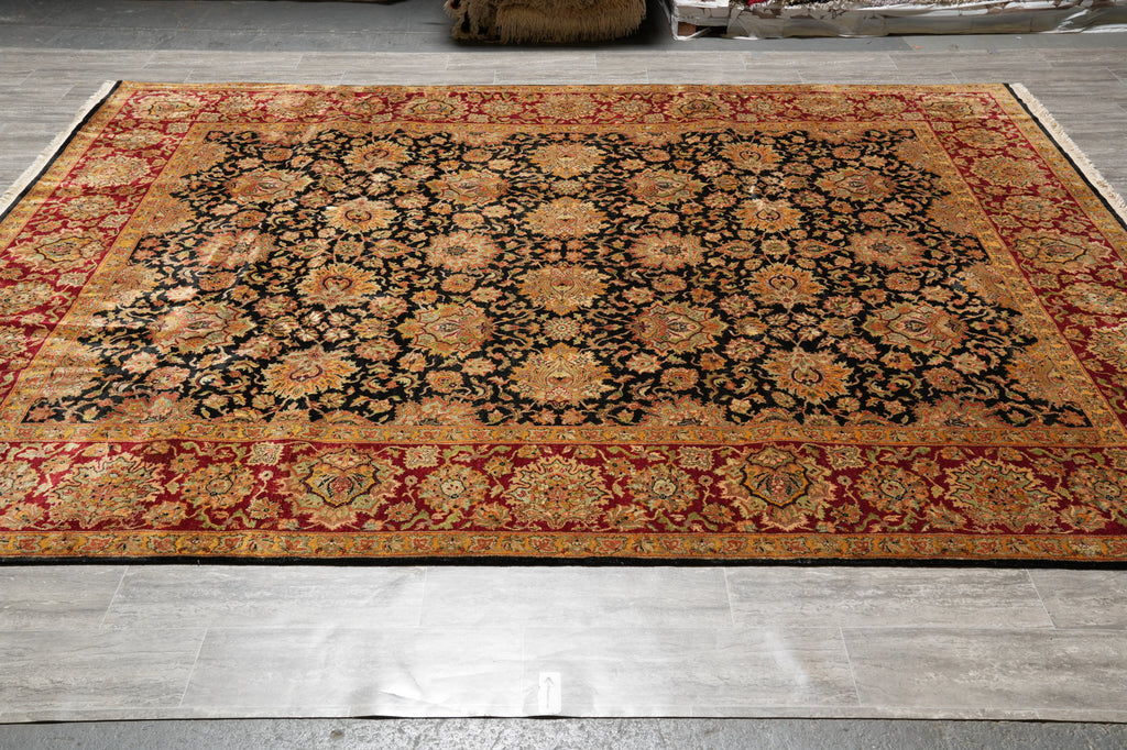 9.3 x 11.3 Quality Wool Handmade Jaipur Rug Black #LA-52903