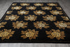 Load image into Gallery viewer, 7.9 x 10 New Handmade India Wool Floral BLACK Rug #F-4076