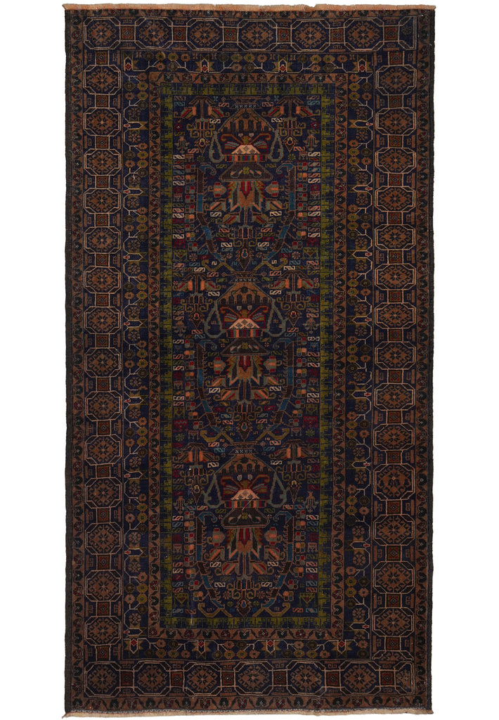 4 x 8 Hand-Knotted Detailed Tribal Rug Afghan Art #F-3252