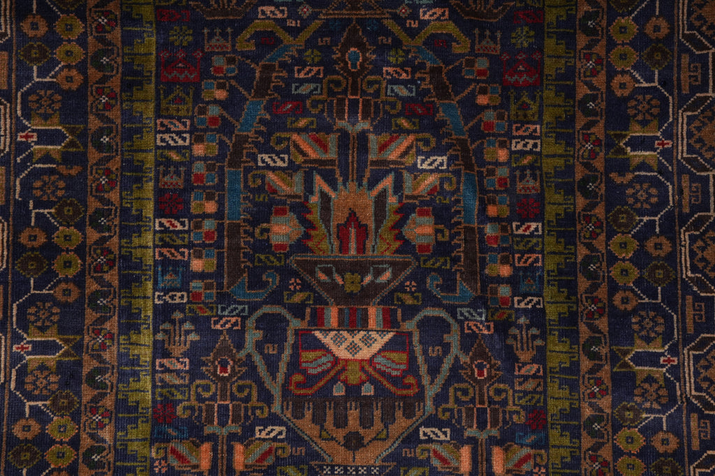 4 x 8 Hand-Knotted Detailed Tribal Rug Afghan Art #F-3252