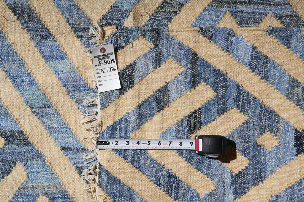 9 x 12 New Handmade Flat Weave Wool Modern Rug Wool and Bamboo Silk  #F-4078