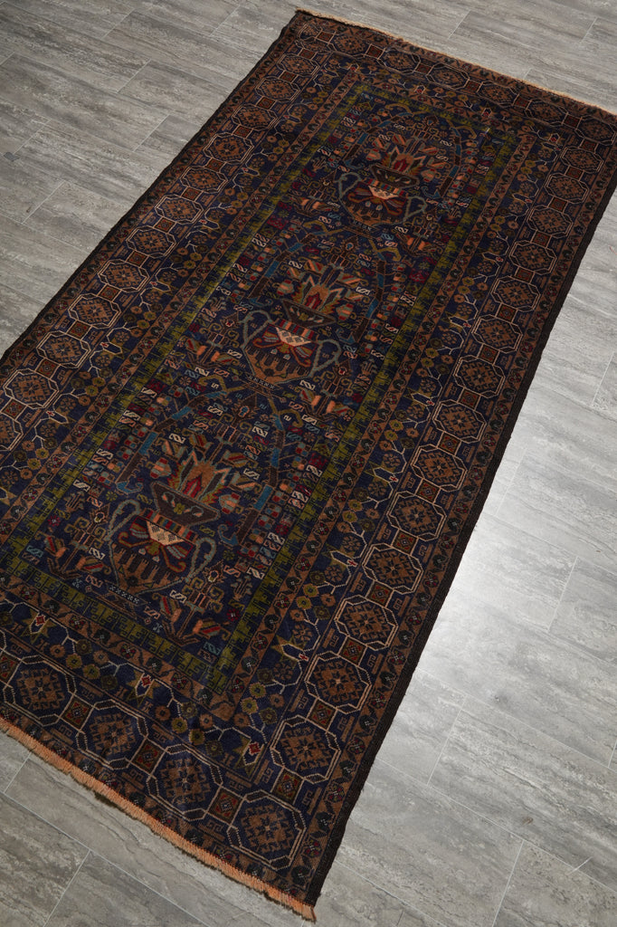 4 x 8 Hand-Knotted Detailed Tribal Rug Afghan Art #F-3252